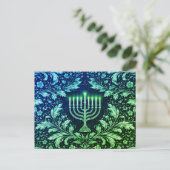 Diep marine menorah William Morris patroon Briefkaart (Staand voorkant)