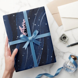 Diep marineblauw fijne donkerblauwe glinsterende p cadeaupapier