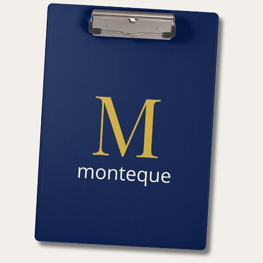 Diep Navy Goud Monogram Persoonlijke Naam Luxe  Klembord