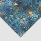Diep Oceaanblauw & Goud Aquarel Schelp Decoupage  Tissuepapier (Detail)