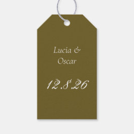 Diep olijfgroene trouwgunstlabels cadeaulabel