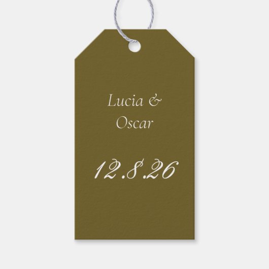 Diep olijfgroene trouwgunstlabels cadeaulabel (Voorkant)