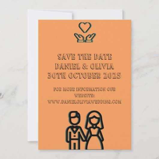 Diep Oranje Bruiloft Save The Date (Voorkant)