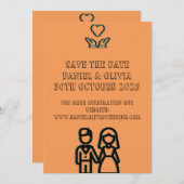 Diep Oranje Bruiloft Save The Date (Voorkant / Achterkant)
