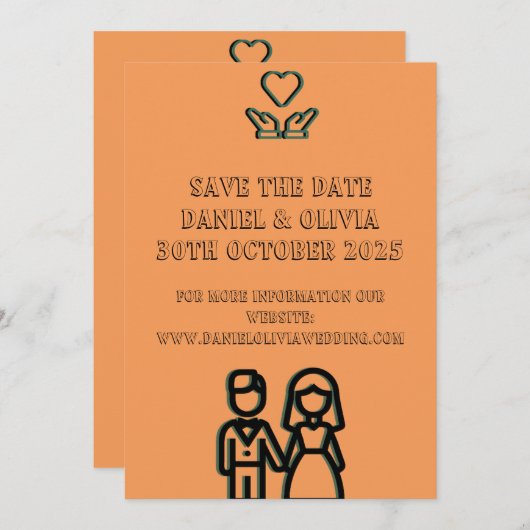 Diep Oranje Bruiloft Save The Date (Voorkant / Achterkant)