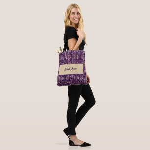 Diep Paars en Gedempte Aardse Abstracte Geometrie Tote Bag