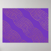 Diep Paars goudkleurig abstract lijnpatroon Poster (Voorkant)