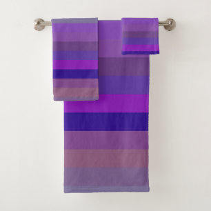 Diep paars & lavendel horizontale strepen bad handdoek