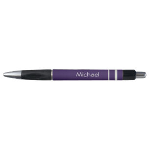 Diep Paars met zilverstrips Personaliseren Pen