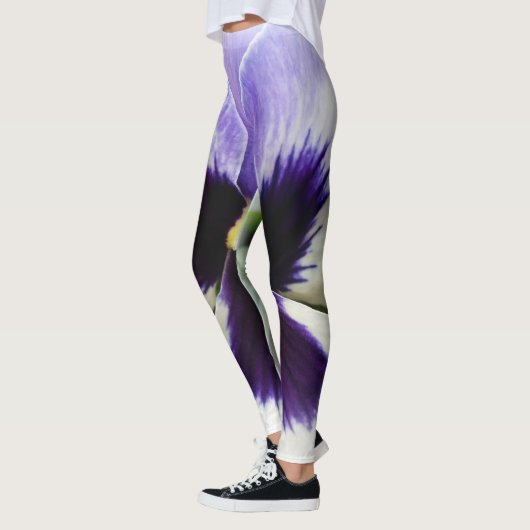 diep paars op witte paniek leggings (Links)