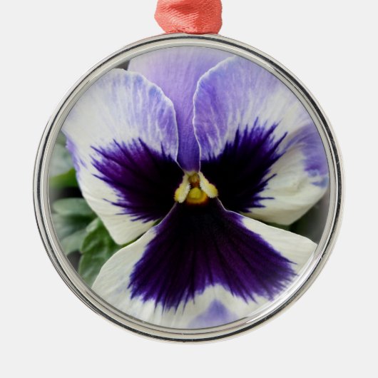 diep paars op witte paniek metalen ornament (Voorkant)