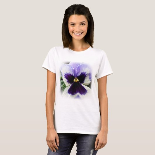 diep paars op witte paniek t-shirt (Voorkant volledig)