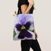 diep paars op witte paniek tote bag (Dichtbij)