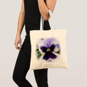diep paars op witte paniek tote bag