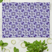 Diep Paars, Paars, Periwinkle & Witte Damast  Theedoek (Gevouwen)