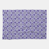 Diep Paars, Paars, Periwinkle & Witte Damast  Theedoek (Horizontaal)