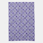 Diep Paars, Paars, Periwinkle & Witte Damast  Theedoek (Verticaal)
