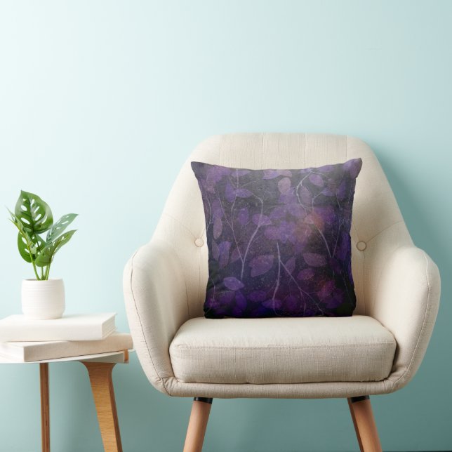 Diep Paarse Blad Abstract Kussen (Stoel)