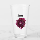 Diep Paarse Dahlia Bloem Gepersonaliseerd Glas (Voorkant)