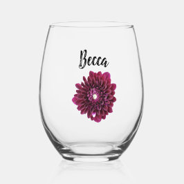 Diep Paarse Dahlia Bloem Gepersonaliseerd Wijnglas Zonder Voet