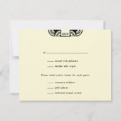 Diep paarse decor bruiloft omheining RSVP reactie (Achterkant)