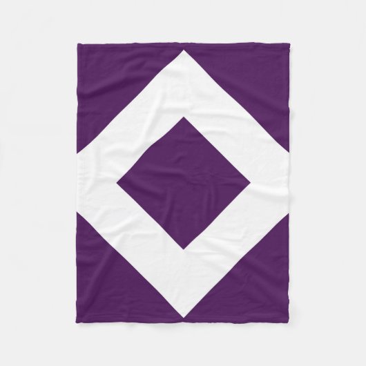Diep Paarse diamant, witte rand Fleece Deken (Voorkant)