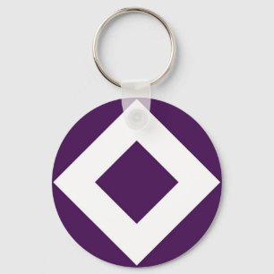 Diep Paarse diamant, witte rand Sleutelhanger