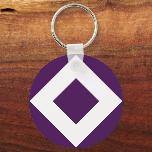 Diep Paarse diamant, witte rand Sleutelhanger (Voorkant)