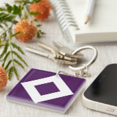 Diep Paarse diamant, witte rand Sleutelhanger (Voorkant Rechts)