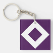Diep Paarse diamant, witte rand Sleutelhanger (Voorkant)