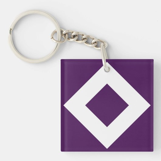 Diep Paarse diamant, witte rand Sleutelhanger (Voorkant)