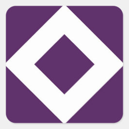 Diep Paarse diamant, witte rand Vierkante Sticker