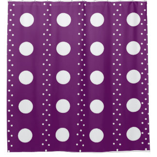 Diep paarse en witte badgordijn met polkadots – Mo Douchegordijn