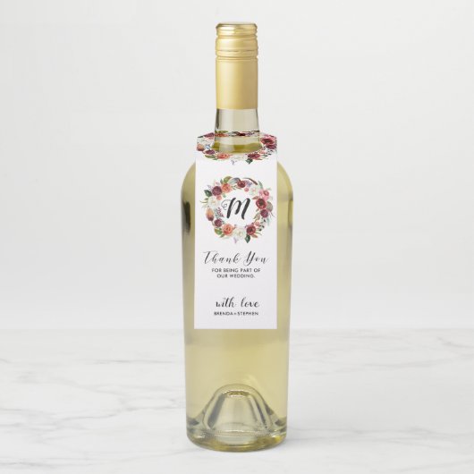 Diep-paarse en witte bloemen, geschreeuw - Dank u Flessenhanger (Op fles)