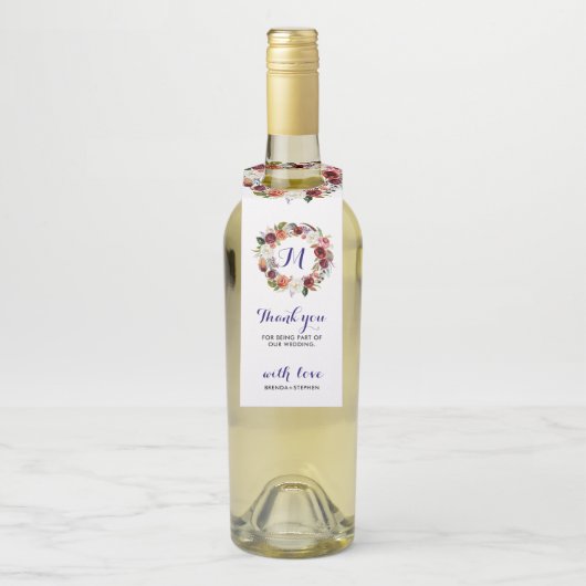 Diep-paarse en witte bloemen, geschreeuw - Dank u Flessenhanger (Op fles)