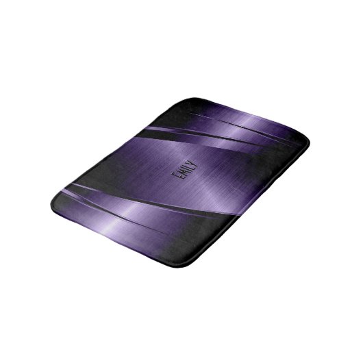 Diep-paarse faux metallic textuur geometrisch ontw badmat (Gekanteld)
