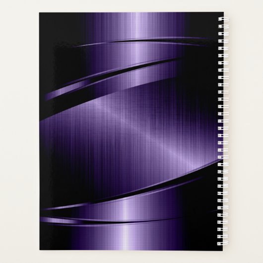 Diep-paarse geometrische ontwerp metallic textuur planner (Achterkant)