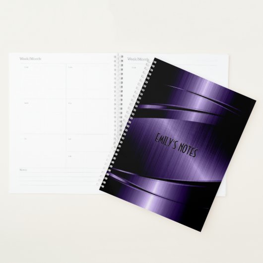 Diep-paarse geometrische ontwerp metallic textuur planner (Display)