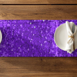 Diep Paarse Glam Nep Glitter Patroon Korte Tafelloper