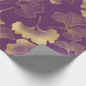 Diep Paarse Gouden Ginkgo Botanisch Cadeaupapier (Hoek)