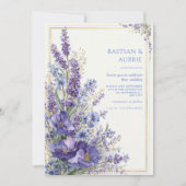 Diep Paarse Klaproos Romantische Botanische Gouden Kaart (Voorkant)