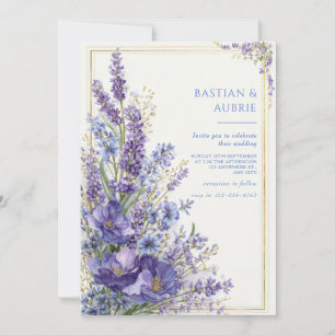 Diep Paarse Klaproos Romantische Botanische Gouden Kaart