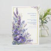 Diep Paarse Klaproos Romantische Botanische Gouden Kaart (Staand voorkant)