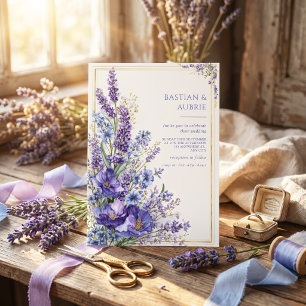 Diep Paarse Klaproos Romantische Botanische Gouden Kaart
