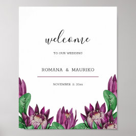 Diep Paarse Koning Protea Aquarel Kunst Poster