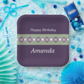 Diep Paarse met bloemaccenten Papieren Bordje (Feest)