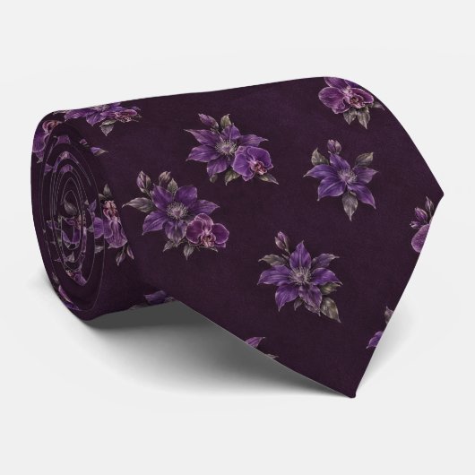 Diep Paarse Orchidee Clematis Botanische Das (Opgerold)