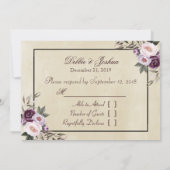 Diep Paarse Pioenrozen Trouw RSVP Kaart (Achterkant)