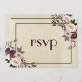 Diep Paarse Pioenrozen Trouw RSVP Kaart (Voorkant / Achterkant)