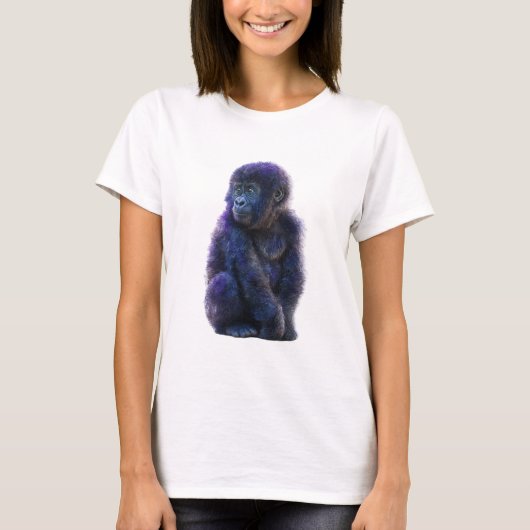 Diep Paarse Primaat Portret T-shirt (Voorkant)